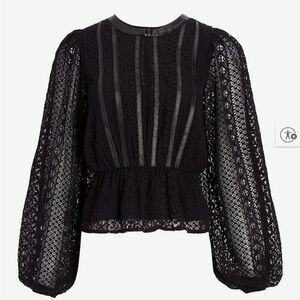 ✨ Express Black Lace Peplum Blouse – Size Small ✨